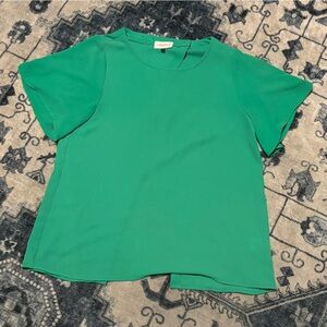 ALYTHEA GREEN WOMAN’S CHIFFON BUSINESS CASUAL BLOUSE W/ OPEN BACK DETAIL